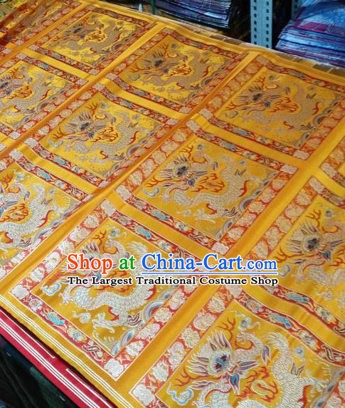 Asian Chinese Traditional Buddhism Dragon Pattern Design Golden Brocade Fabric Tibetan Robe Silk Material
