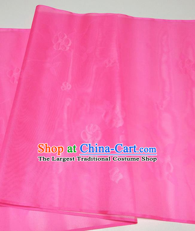 Asian Chinese Traditional Plum Pattern Design Pink Silk Fabric China Hanfu Silk Material