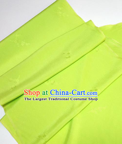 Asian Chinese Traditional Plum Blossom Pattern Design Light Green Silk Fabric China Hanfu Silk Material