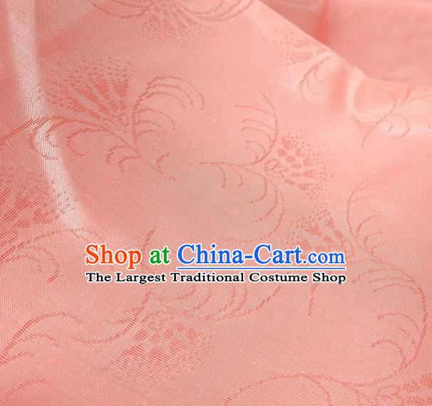 Chinese Traditional Albizia Flower Pattern Design Pink Silk Fabric Asian China Hanfu Silk Material