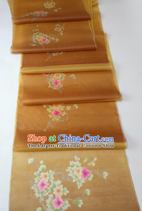 Chinese Traditional Flowers Pattern Design Brown Silk Fabric Asian China Hanfu Silk Material