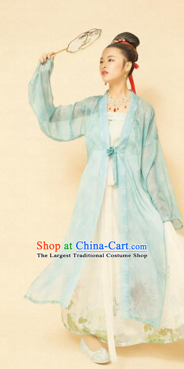Chinese Ancient Song Dynasty Women Green Beizi Replica Costumes Complete Set