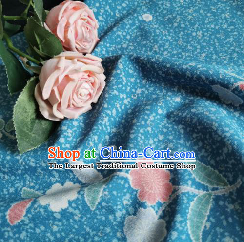 Chinese Traditional Classical Pattern Design Blue Silk Fabric Asian China Cheongsam Silk Material