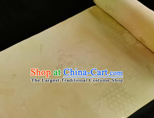 Chinese Traditional Classical Pattern Design Yellow Silk Fabric Asian China Cheongsam Silk Material