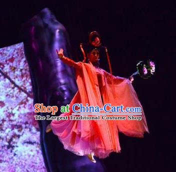 Chinese Stage Performance Qing Show Eight Immortals Goddess He Xiangu Costumes and Headpiece Complete Set