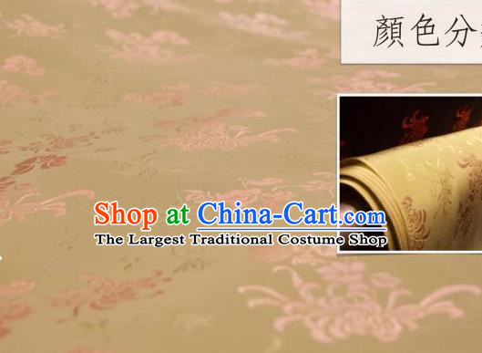 Chinese Traditional Chrysanthemum Pattern Design Golden Silk Fabric Asian China Hanfu Jacquard Mulberry Silk Material