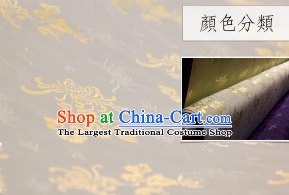 Chinese Traditional Chrysanthemum Pattern Design Grey Silk Fabric Asian China Hanfu Jacquard Mulberry Silk Material