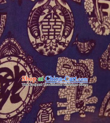 Chinese Traditional Lucky Pattern Design Blue Silk Fabric Asian China Hanfu Gambiered Guangdong Mulberry Silk Material