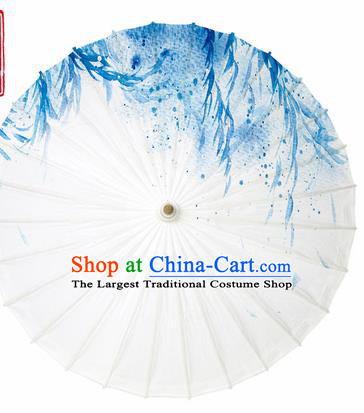 Chinese Traditional Printing Blue Wicker Oil Paper Umbrella Artware Paper Umbrella Classical Dance Umbrella Handmade Umbrellas