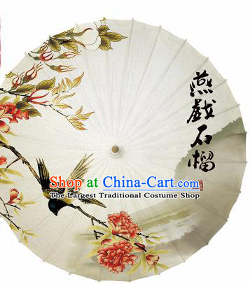Chinese Traditional Printing Pomegranate Blossom Oil Paper Artware Paper Umbrella Classical Dance Umbrella Umbrella Handmade Umbrella