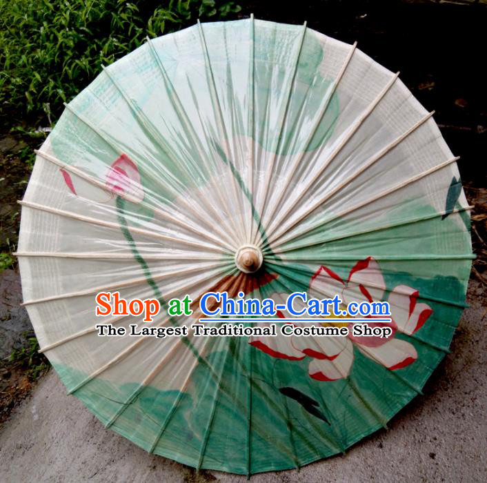 Chinese Traditional Painting Lotus Oil Paper Umbrella Artware Paper Umbrella Classical Dance Umbrella Handmade Umbrellas