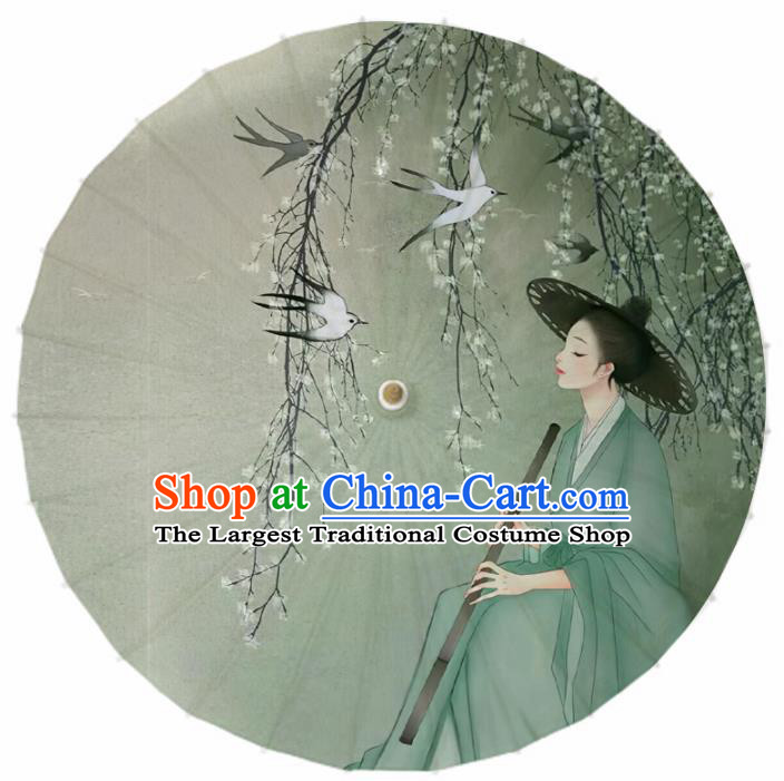 Chinese Printing Swordsman Oil Paper Umbrella Artware Paper Umbrella Traditional Classical Dance Umbrella Handmade Umbrellas
