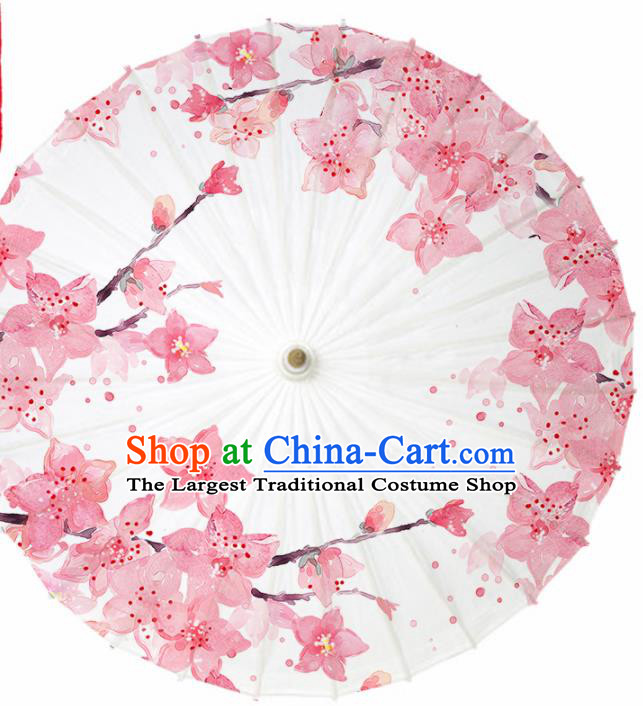 Chinese Printing Peach Blossom Oil Paper Umbrella Artware Paper Umbrella Traditional Classical Dance Umbrella Handmade Umbrellas