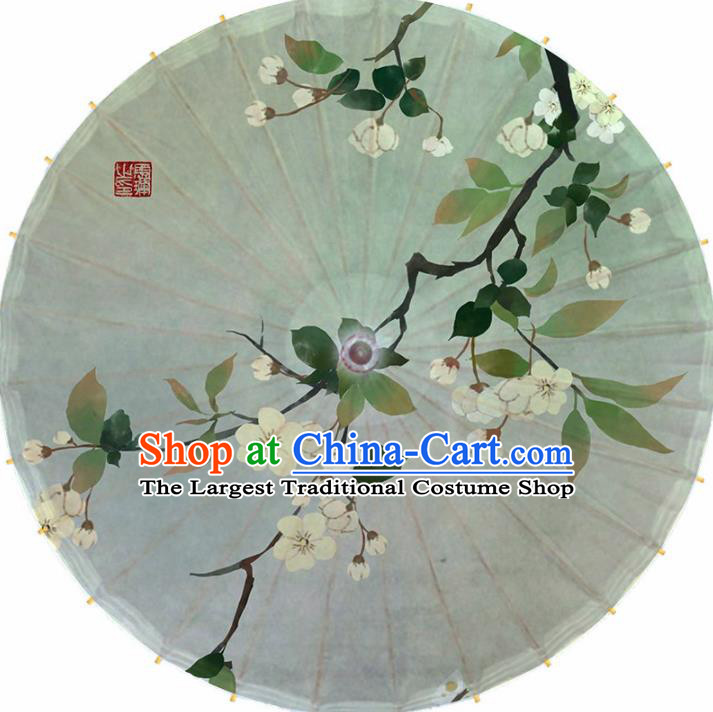 Chinese Printing Begonia Light Green Oil Paper Umbrella Artware Paper Umbrella Traditional Classical Dance Umbrella Handmade Umbrellas