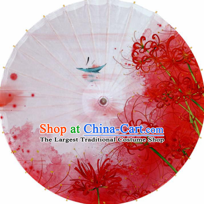 Chinese Artware Paper Umbrella Traditional Printing Red Manjusaka Oil Paper Umbrella Classical Dance Umbrella Handmade Umbrellas