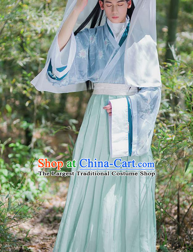 Chinese Ancient Swordsman Costumes Traditional Jin Dynasty Nobility Childe Clothing for Men