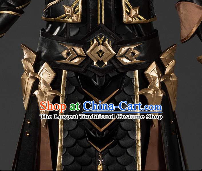Chinese Traditional Cosplay General King Black Costumes Ancient Swordsman Clothing for Men
