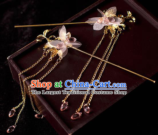 Chinese Traditional Tang Dynasty Princess Purple Silk Hairpins Ancient Palace Lady Headdress for Women