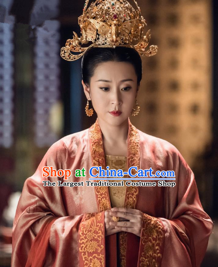 Traditional Chinese Song Dynasty Senior Concubine Dress Ancient Drama Royal Nirvana Noble Consort Zhao Costume and Headpiece for Women
