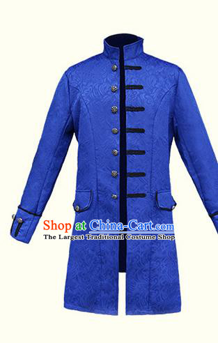 European Medieval Traditional Patrician Costume Europe Prince Blue Coat for Men