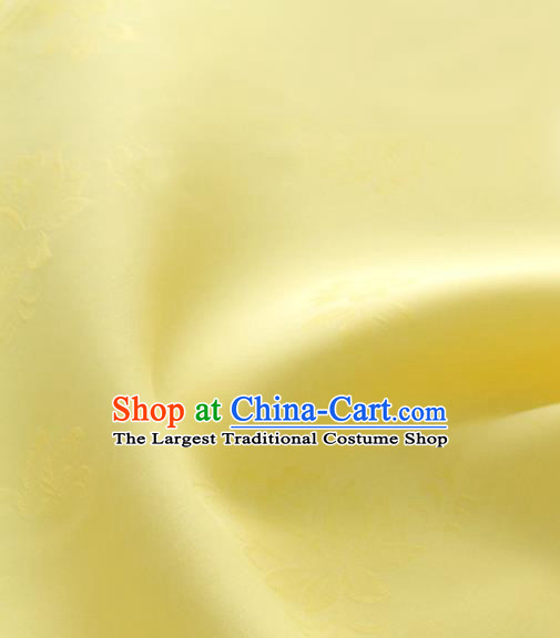 Asian Korea Classical Campsis Grandiflora Pattern Yellow Silk Fabric Korean Fashion Drapery Traditional Hanbok Material