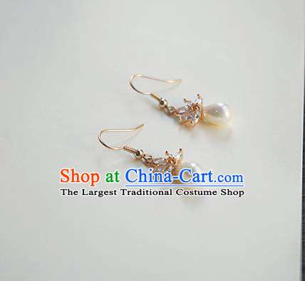 Handmade Chinese Crystal Ear Accessories Ancient Women Hanfu Classical Pearl Earrings