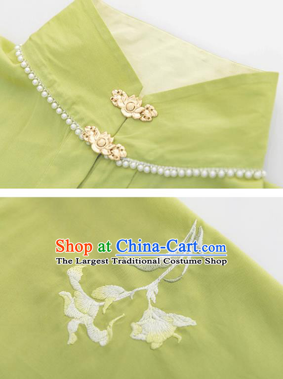 Chinese Ancient Young Lady Green Long Gown and Skirt Ming Dynasty Nobility Female Historical Costumes Traditional Hanfu Apparels Full Set