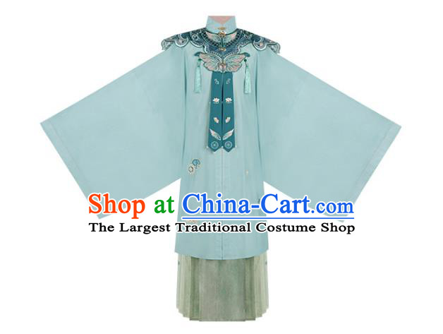 Chinese Ancient Young Female Long Gown and Skirt Traditional Ming Dynasty Hanfu Apparels Historical Costumes Full Set