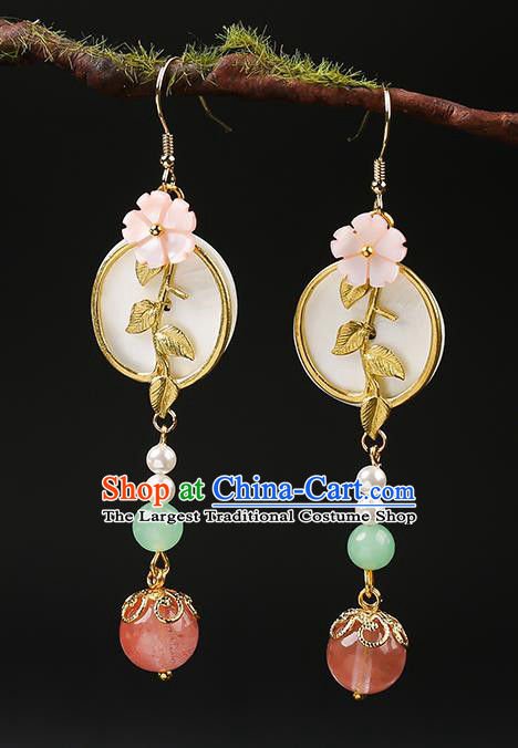 Handmade Chinese Ear Accessories Classical Eardrop Ancient Women Hanfu Golden Leaf Earrings
