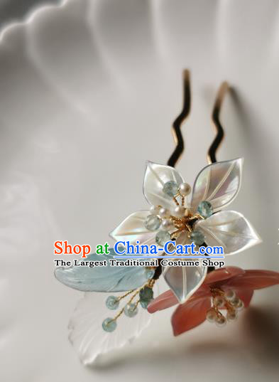 Chinese Classical Shell Sakura Hair Clip Hanfu Hair Accessories Handmade Ancient Song Dynasty Queen Hairpins for Women