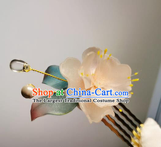 Chinese Classical Peach Blossom Hair Comb Handmade Hanfu Hair Accessories Ancient Song Dynasty Court Flowers Hairpins