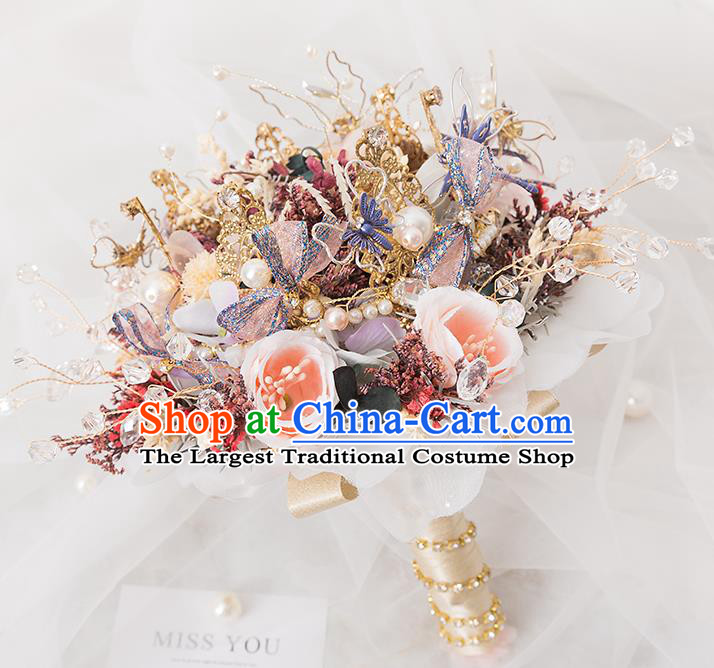 Handmade Baroque Flower Bunch Wedding Accessories Classical European Bride Bridal Bouquet