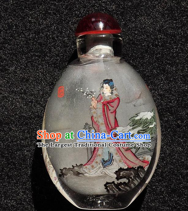 Chinese Handmade Goddess Snuff Bottle Traditional Inside Painting Court Female Snuff Bottles Artware