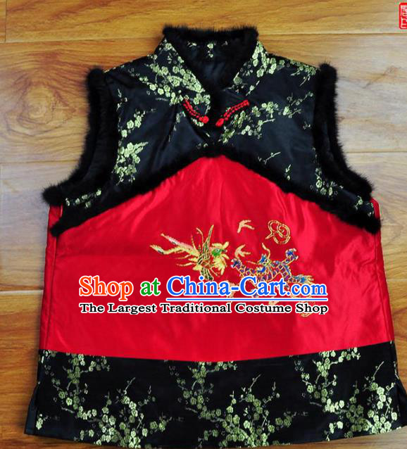 Traditional Chinese Embroidered Dragon Phoenix Vest Hand Su Embroidery Tang Suit Brocade Waistcoat for Women