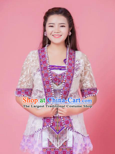 Yunnan Ethnic Stage Show Apparels China Miao Nationality Clothing Minority Folk Dance Short Dress