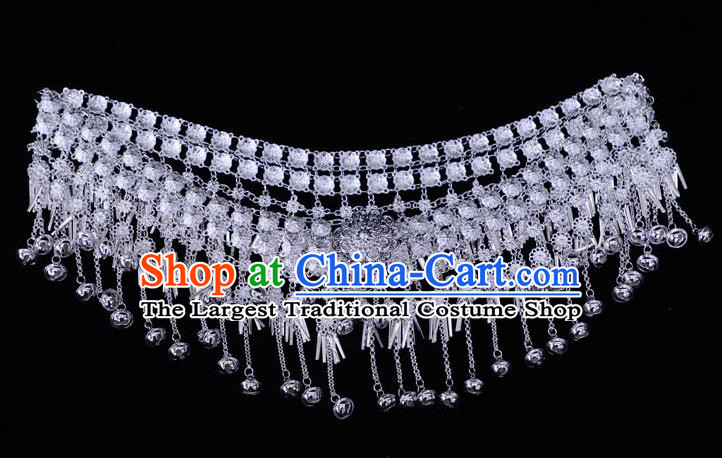 China Traditional Decoration Miao Silver Bells Tassel Waist Accessories Yunnan Miao Ethnic Belt Jewelry