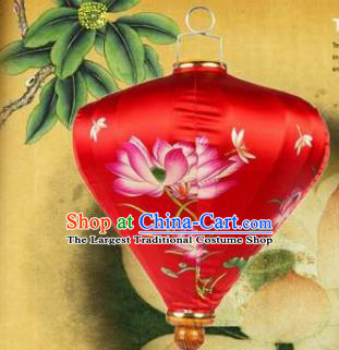 Handmade Chinese Printing Lotus Palace Lanterns Traditional New Year Lantern Classical Festival Red Satin Lamp