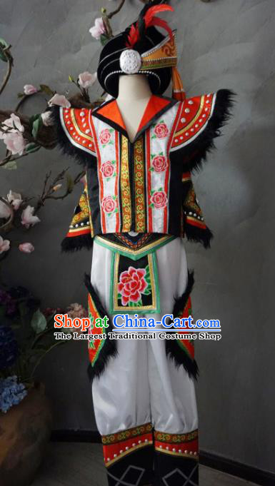 Custom China Yi Ethnic Folk Dance Clothing Traditional Minority Men Costumes Yi Nationality Bridegroom Apparels and Hat