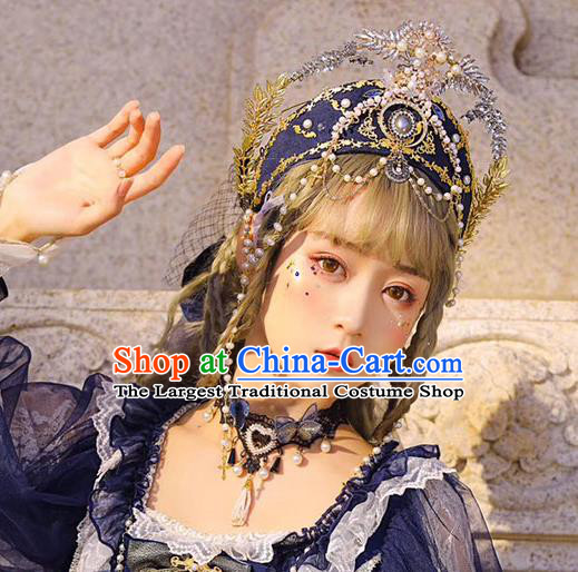 Handmade Victorian Era Queen Hair Accessories Headwear Halloween Cosplay European Court Deluxe Royal Crown