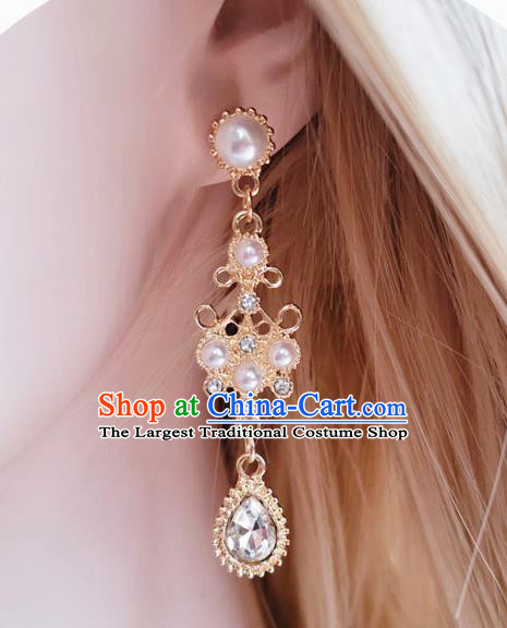 Handmade Pearls Earrings Baroque Retro Accessories Europe Court Crystal Eardrop