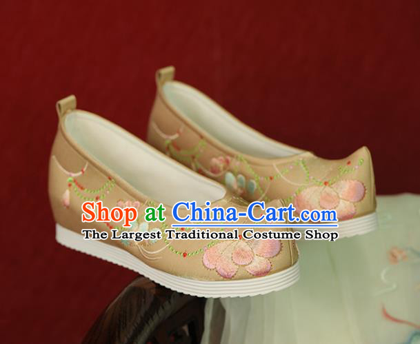China Tang Dynasty Princess Shoes Women Shoes Handmade Hanfu Shoes Embroidered Shoes Ginger Cloth Shoes