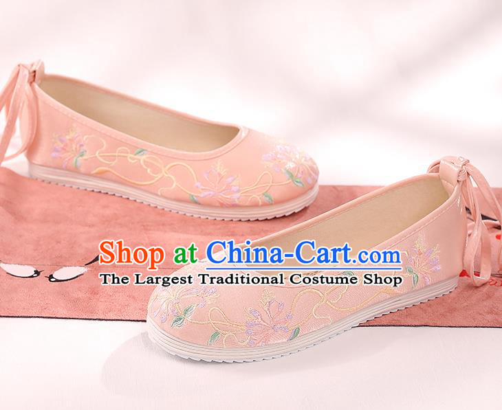China Women Shoes Traditional Cloth Shoes Hanfu Shoes Handmade Shoes Embroidered Pink Shoes