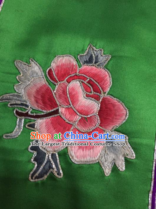 China Embroidered Peony Green Silk Qipao Vest Women National Clothing Cheongsam Waistcoat