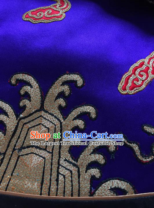 China Embroidered Dragons Royalblue Silk Qipao Dress Women National Clothing Tang Suit Cheongsam Clothing