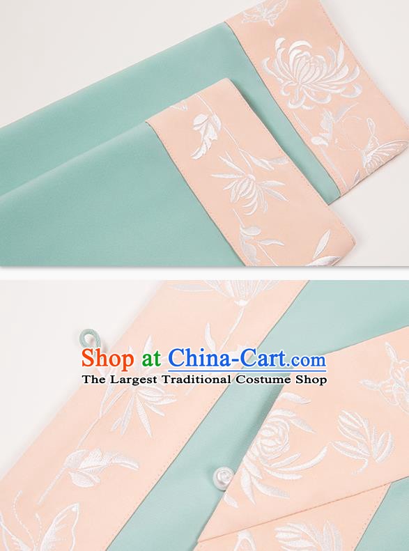 China Ancient Song Dynasty Apparels Country Woman Clothing Blue Hanfu Dress Complete Set