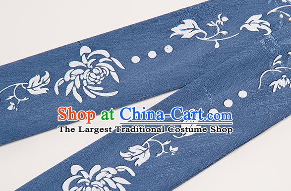 China Ancient Song Dynasty Apparels Country Woman Clothing Blue Hanfu Dress Complete Set