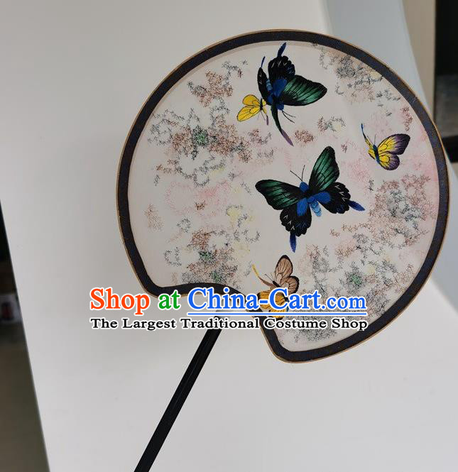 China Ancient Court Lady Fans Double Side Fan Embroidery Butterfly Silk Fan Handmade Palace Fan