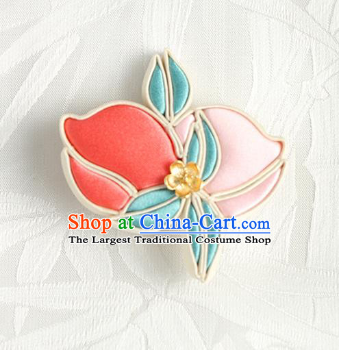 China Handmade Silk Peach Brooch Breastpin Traditional Cheongsam Accessories