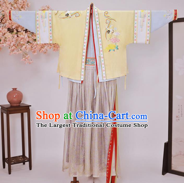 China Ancient Village Girl Embroidered Hanfu Dress Traditional Song Dynasty Country Lady Historical Costumes
