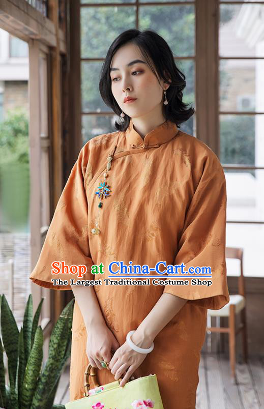 China Classical Cotton Padded Qipao Dress National Clothing Traditional Women Winter Cheongsam